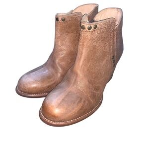 Bed Stu Cobbler Leather Heeled Ankle Boots Zip‎ Up Brown Womens Size 8.5 USA